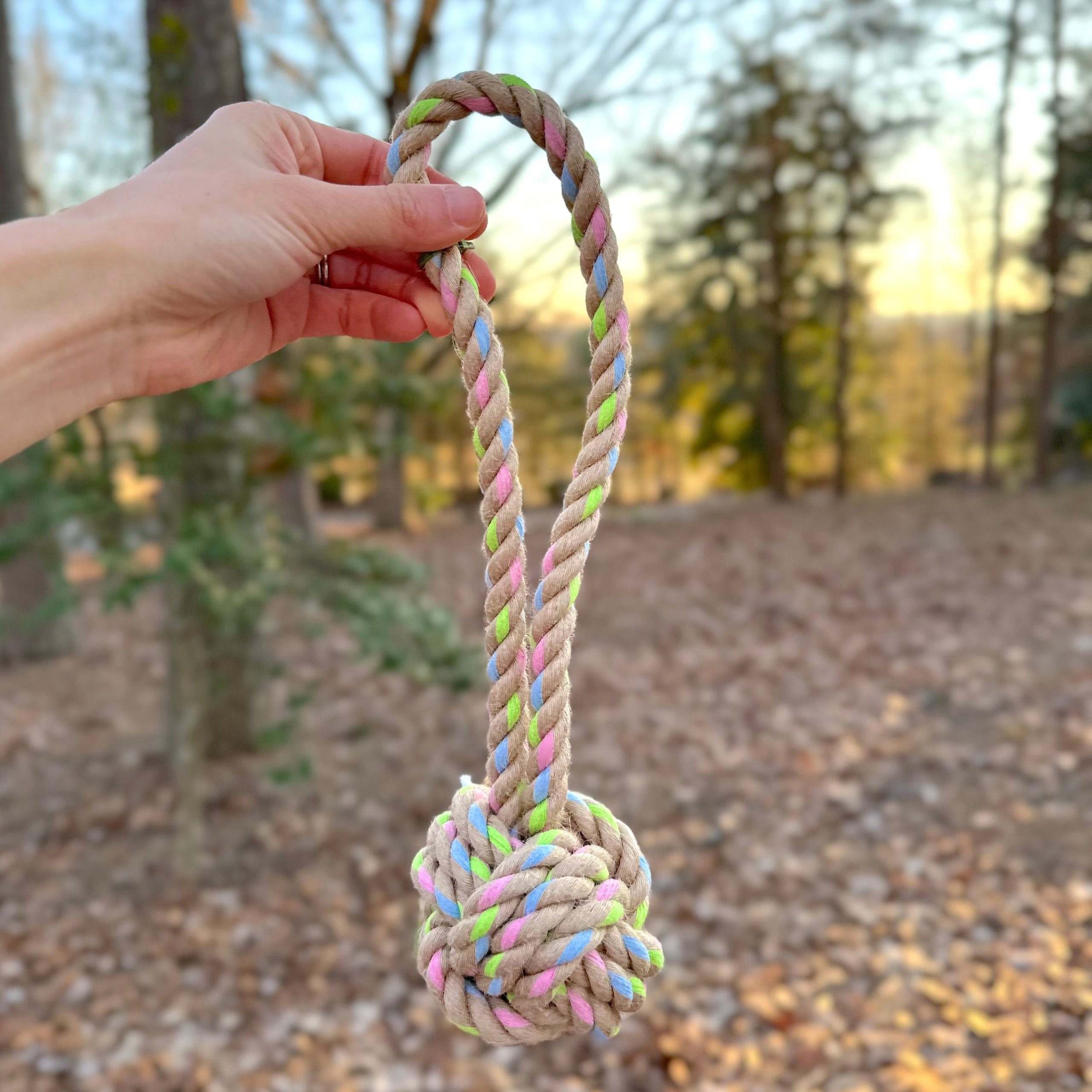 Rainbow Joy Hemp Rope Tug Toys - immagine 2