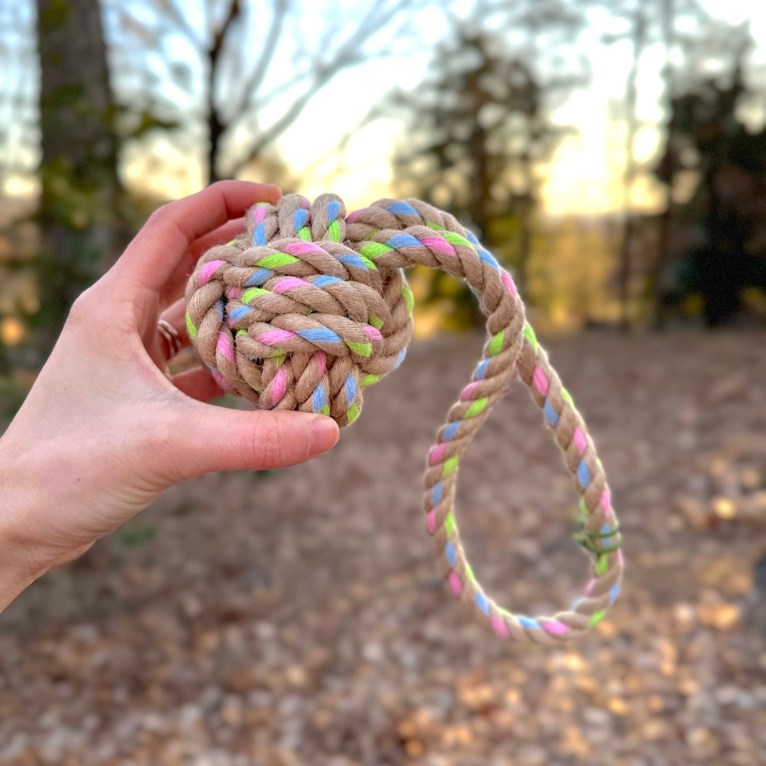 Rainbow Joy Hemp Rope Tug Toys - immagine 3