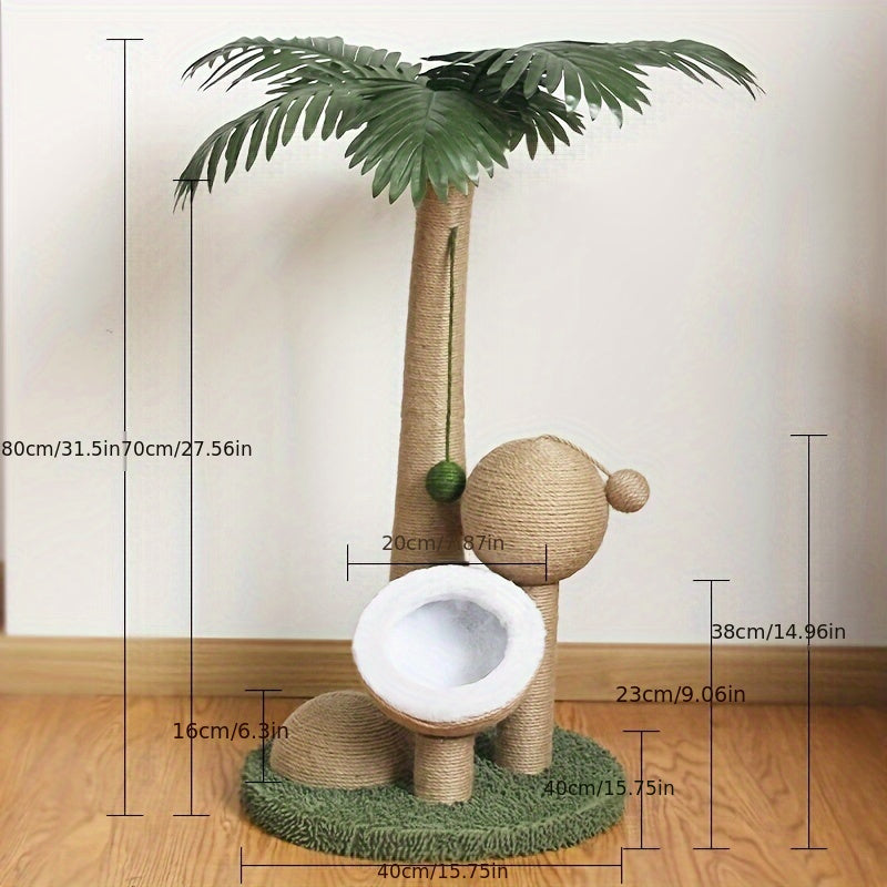 Coconut Tree Cat Scratching Post with Ball Toy - immagine 2