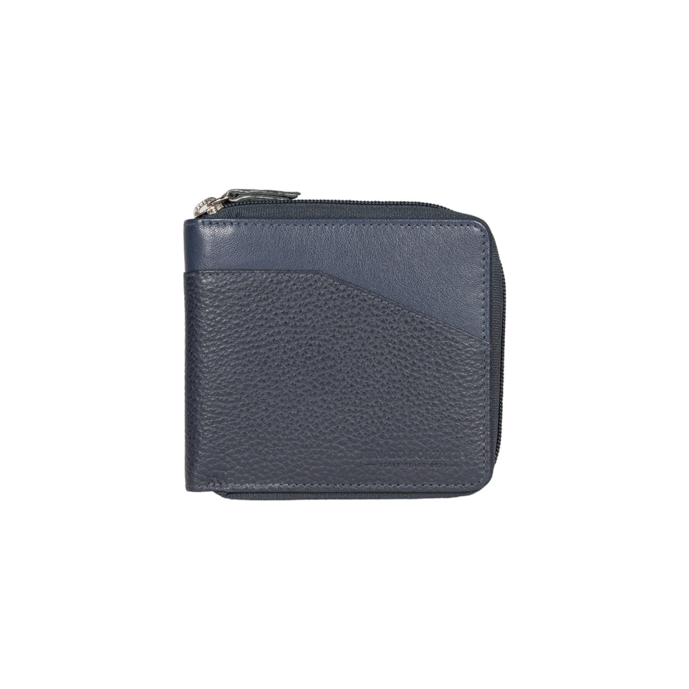 RB12175D | Zip Around Wallet in Genuine Full Grain Leather, Dollar Grain/Light. Color: Blue. RFID Protection. Closed Dimensions: 11.5 x 10.5 x 2 cm. Packaging: Gift box with lid/bottom - immagine 3
