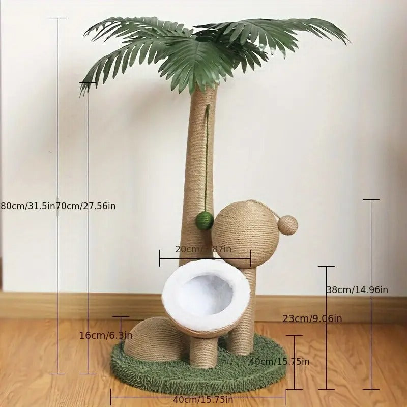 Coconut Tree Cat Scratching Post with Ball Toy - immagine 4