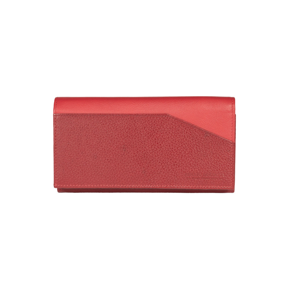 RB12129V | Women's Wallet in Genuine Full-Grain Leather, Dollar Grain/Light. Color: Red. RFID Protection. Closed Dimensions: 18.5 x 10 x 3 cm. Packaging: Gift box bottom/lid - immagine 3