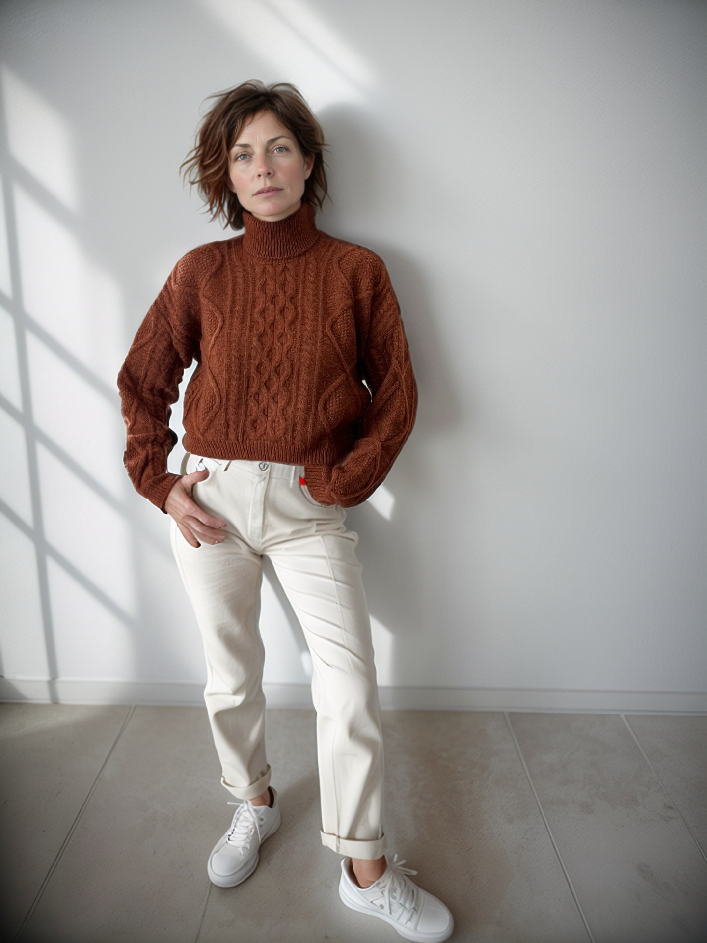 Maglione con treccia in Lana Merinos - Saffira - immagine 11