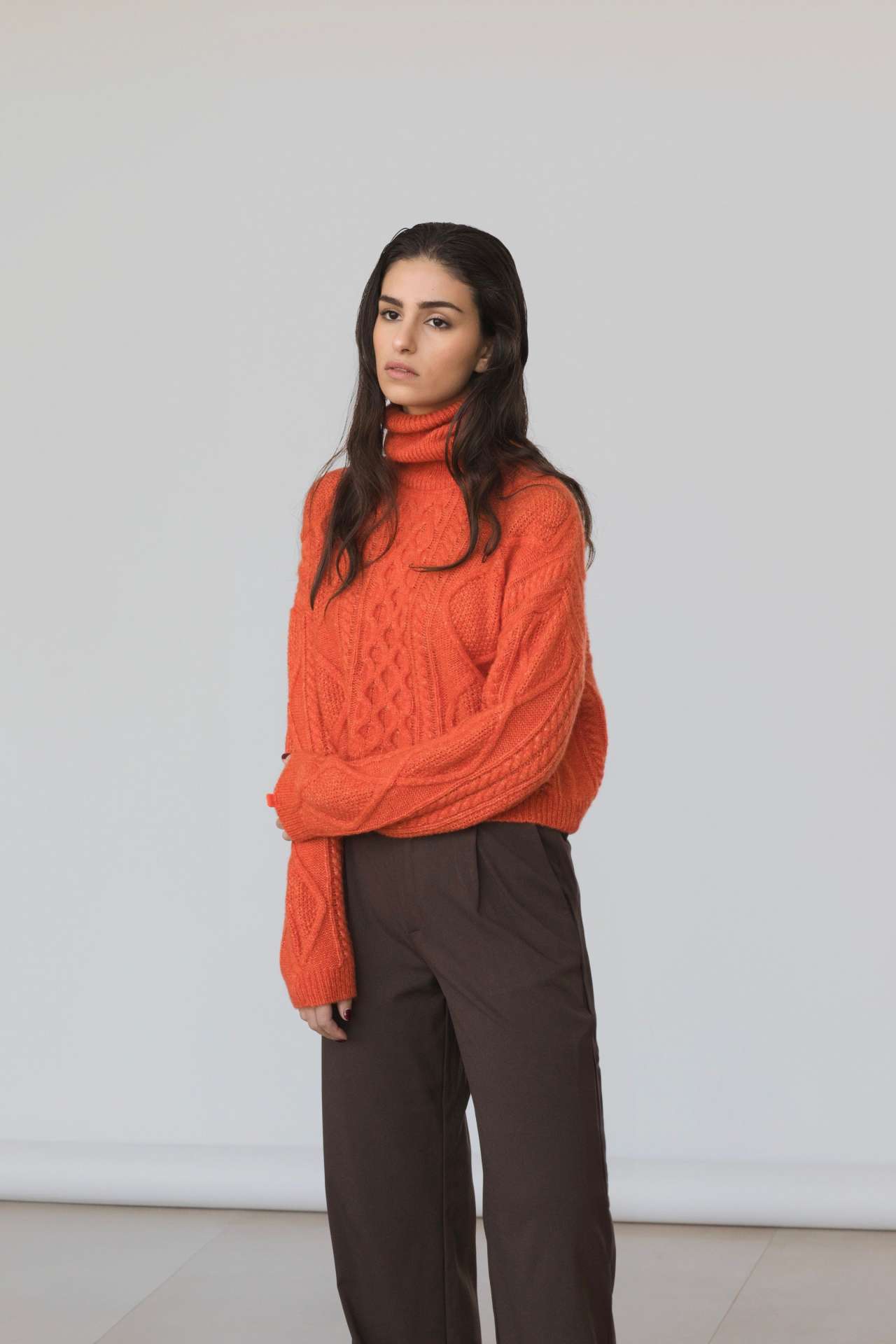 Maglione con treccia in Lana Merinos - Saffira - immagine 2