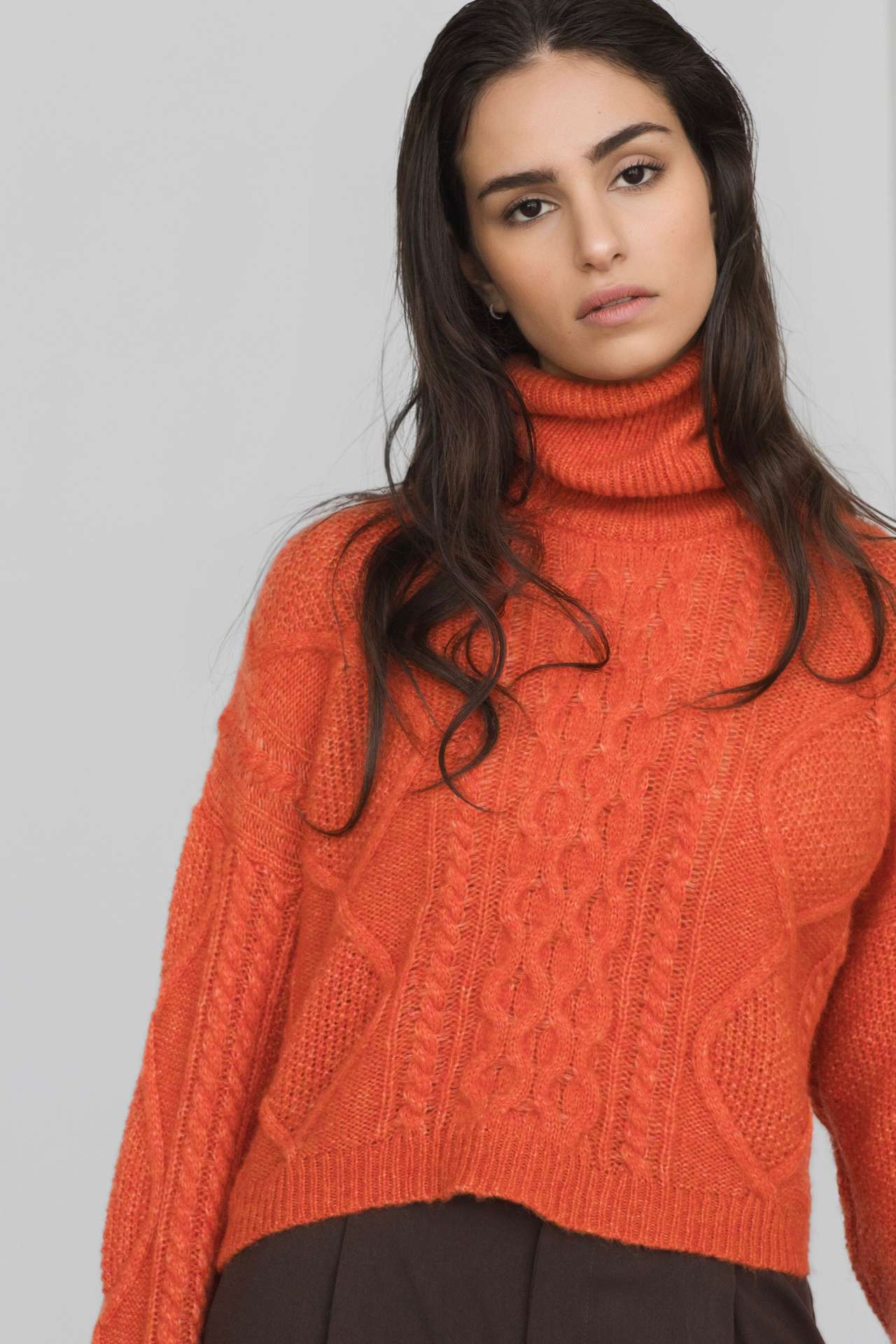 Maglione con treccia in Lana Merinos - Saffira - immagine 10