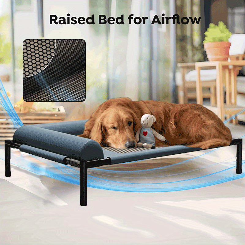 Cooling Raised Dog Bed with Pillow Support - immagine 5