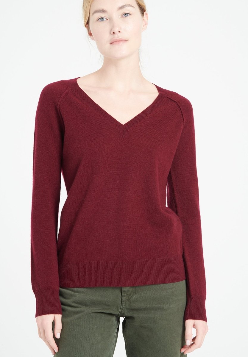 Pull col V cachemire rouge bordeaux femme - LILLY 6 - immagine 7