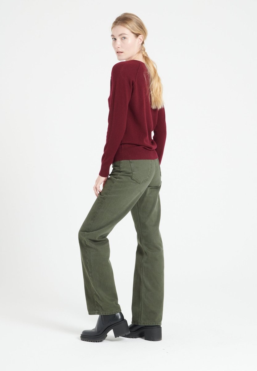 Pull col V cachemire rouge bordeaux femme - LILLY 6 - immagine 4
