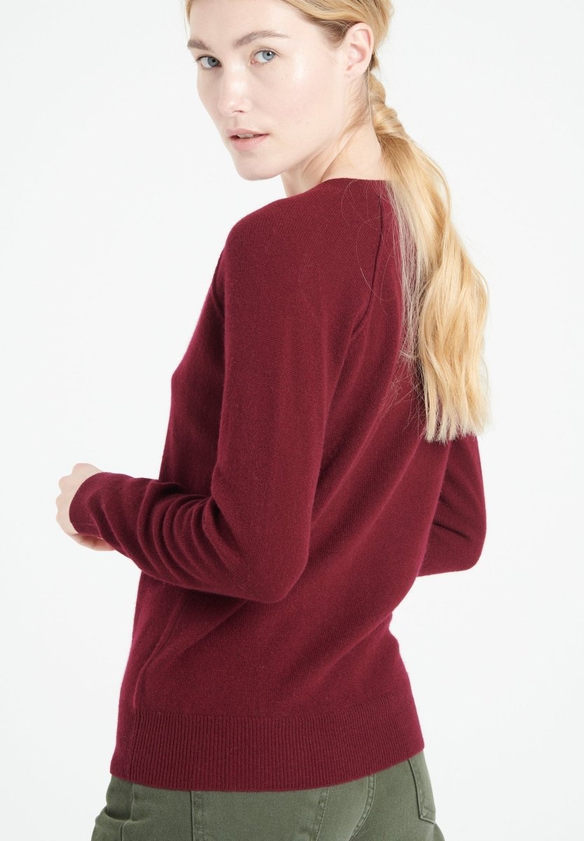 Pull col V cachemire rouge bordeaux femme - LILLY 6 - immagine 5