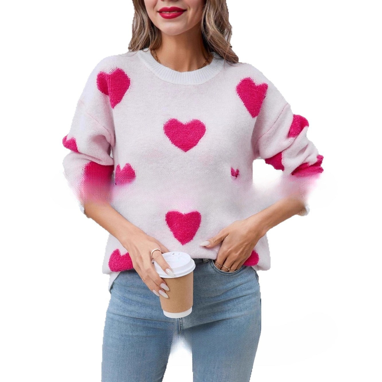 Fashion Women's Wear Love Long Sleeve Knitted Sweater - immagine 33