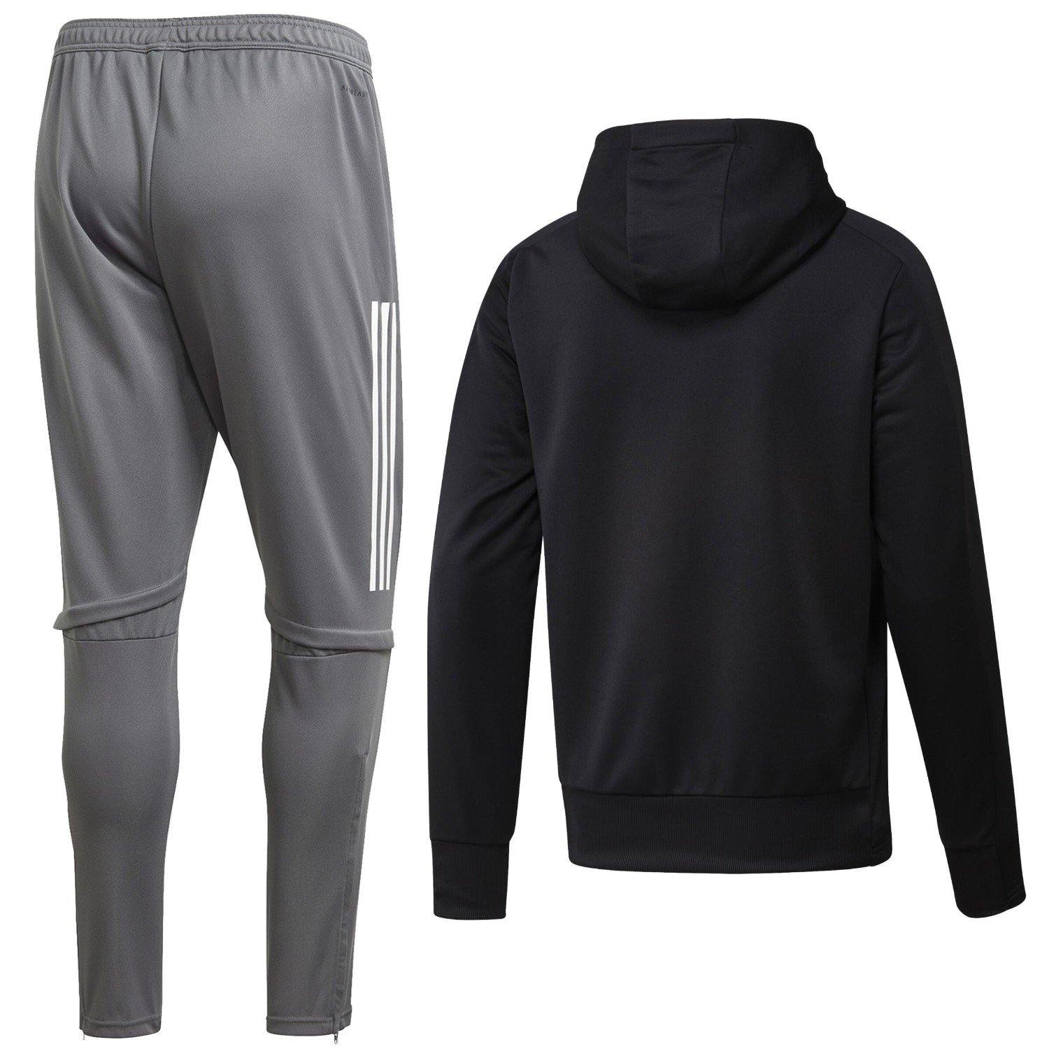 Real Madrid black/grey hooded training technical tracksuit 2020/21 - Adidas - immagine 3