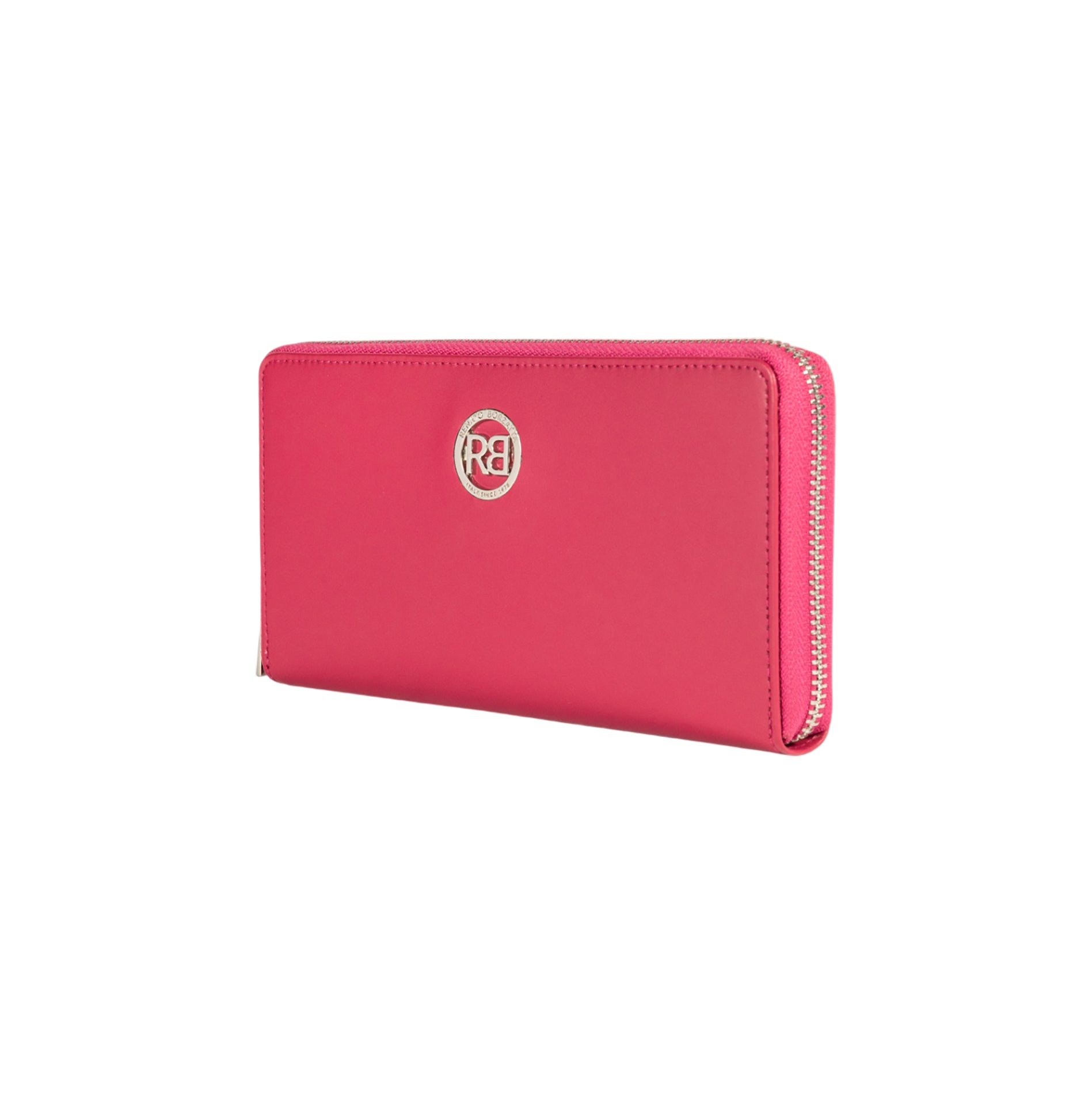 RB1084SBE | Women's zippered wallet made in Italy in smooth, matte genuine leather. Color: Fuchsia. Dimensions: 20 x 10 x 2.5 cm. - immagine 2