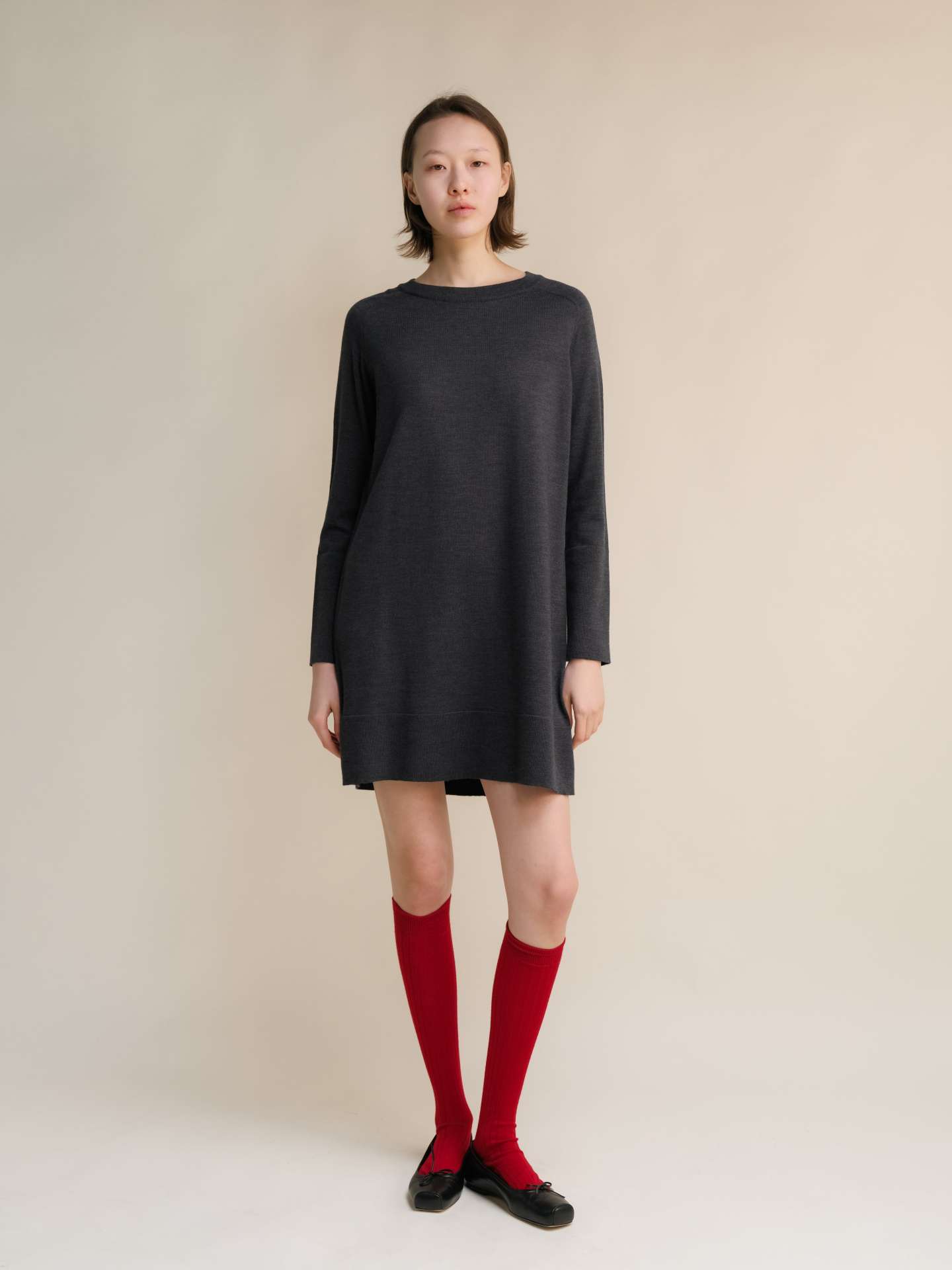 Extra Fine Merino Wool Crewneck Midi Dress - immagine 2