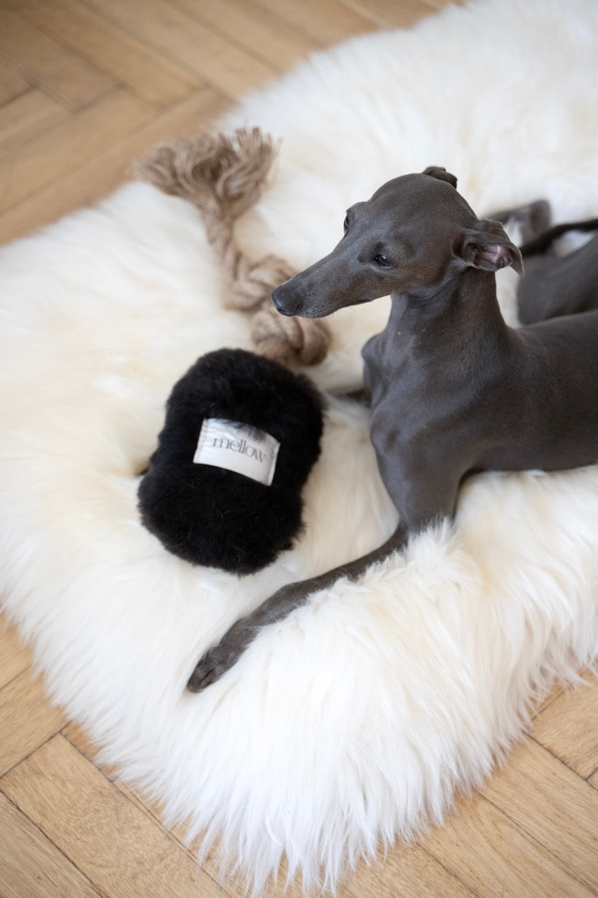 Natural Sheepskin Dog Tug Toy - Black - immagine 3