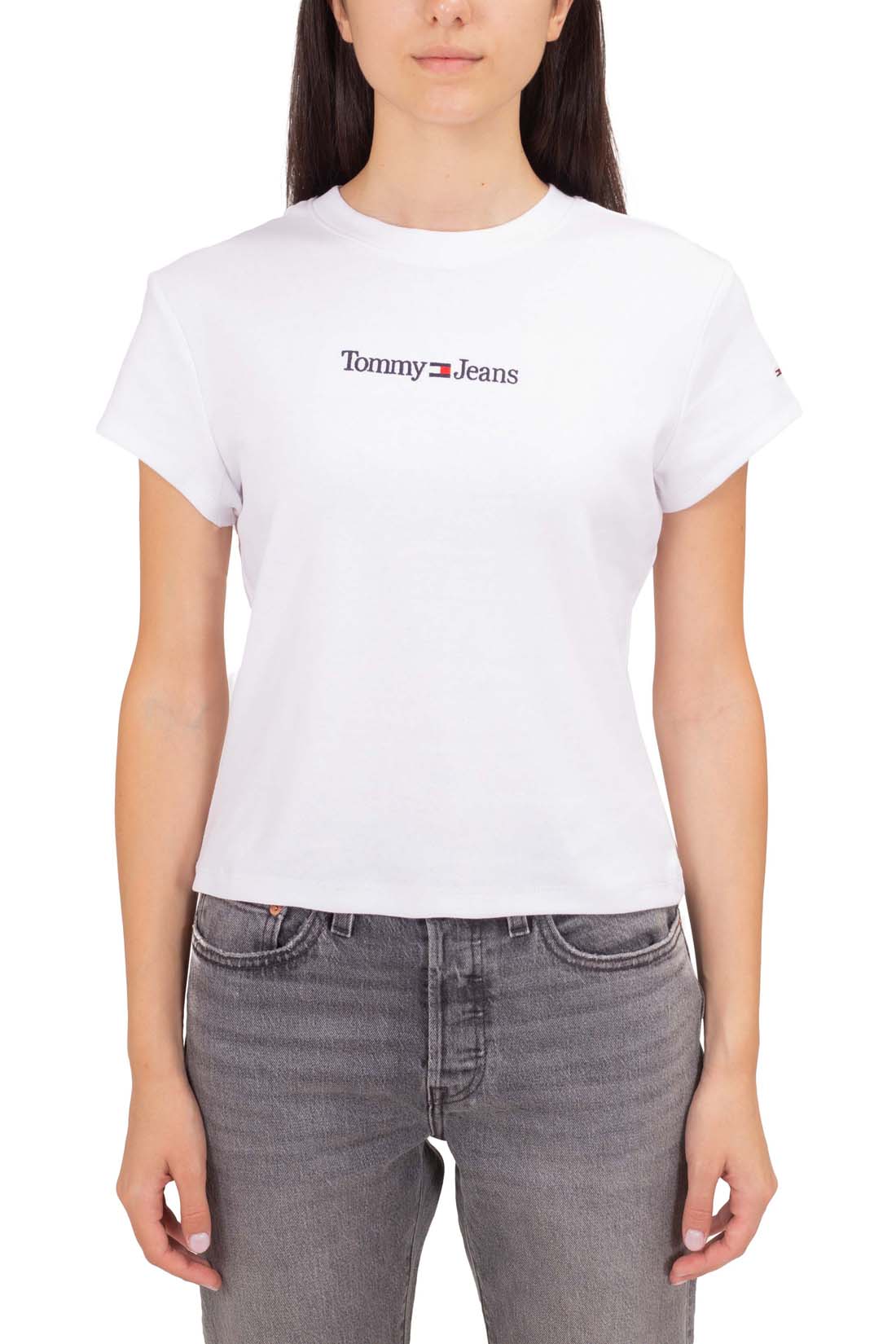 TOMMY JEANS - Women's regular T-shirt with linear logo  - Size XL - immagine 6