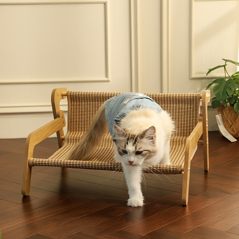 Cat Scratcher Hammock Linen Lounge Chair - immagine 3