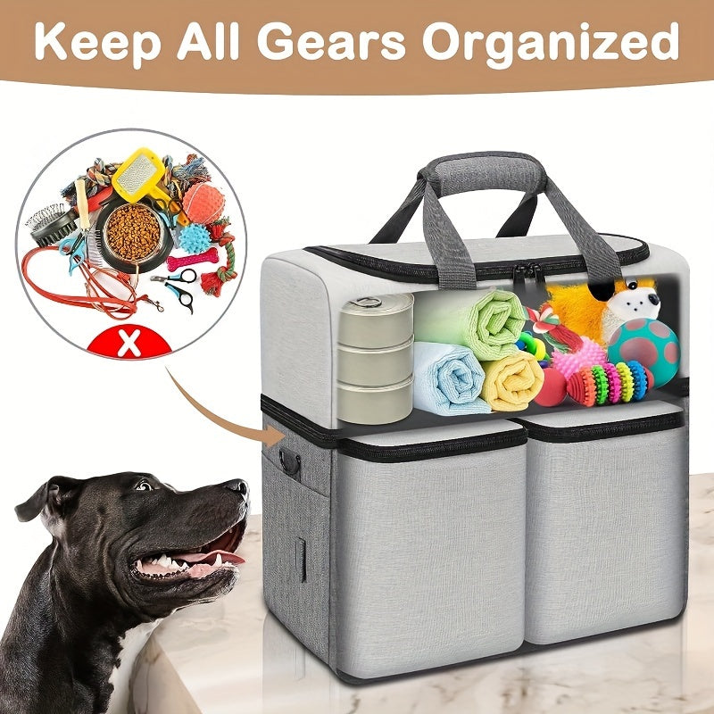 Dog Travel Bag Dual Layer with Bowls & Containers - immagine 4