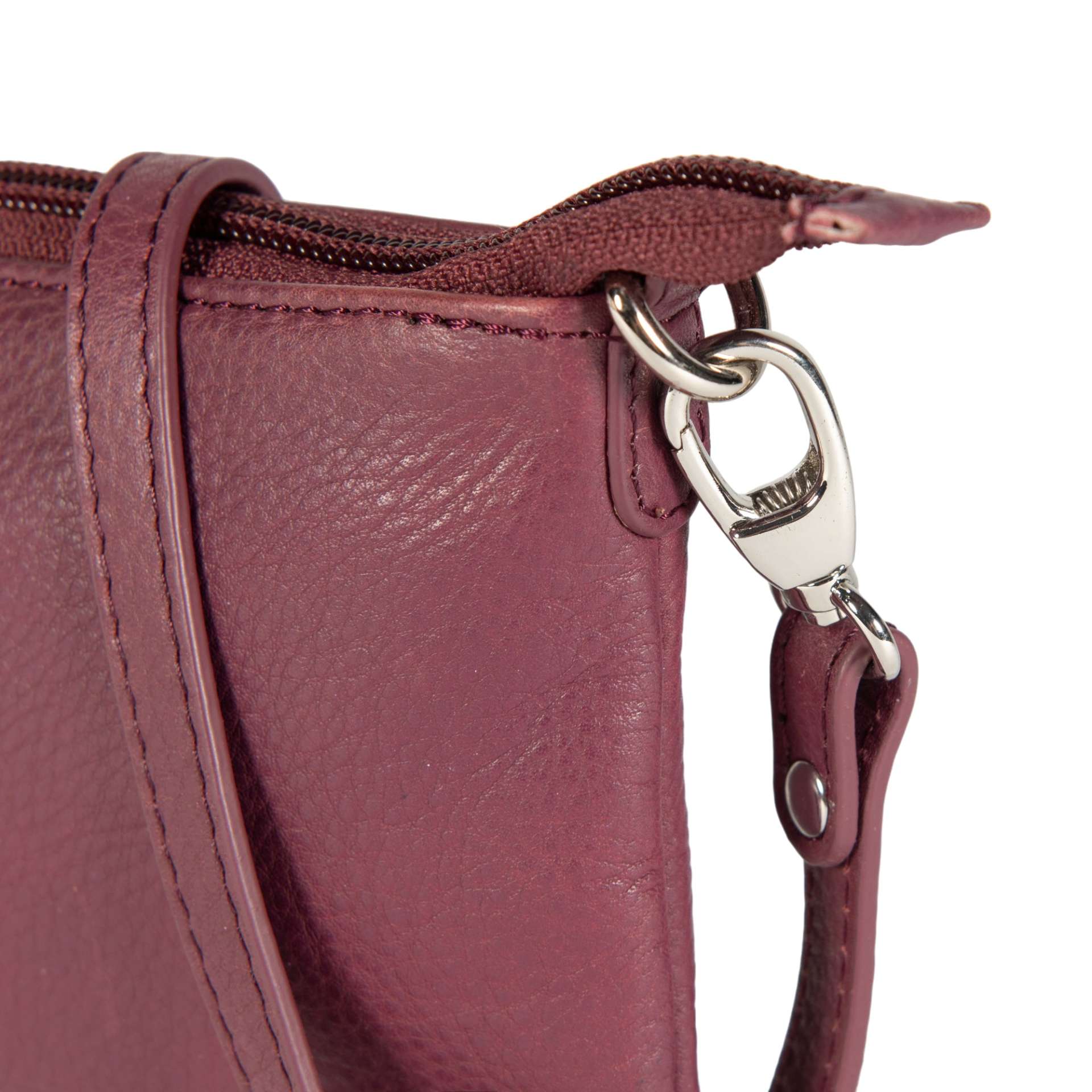 K0013NB | Women's strap in genuine full-grain leather, with light grain. Removable shoulder strap. Polished nickel hardware. Mauve color. Dimensions: 20 x 10.5 x 2 cm. Packaging: Tnt bag - immagine 2