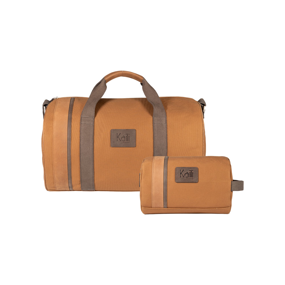 K2005UB | Beauty Case in Canvas 100% Cotton/Full Grain Leather, Naked. Leather color. Side handle. Zipper closure. Dimensions: 25 x 15 x 17 cm. Packaging: Tnt bag - immagine 4