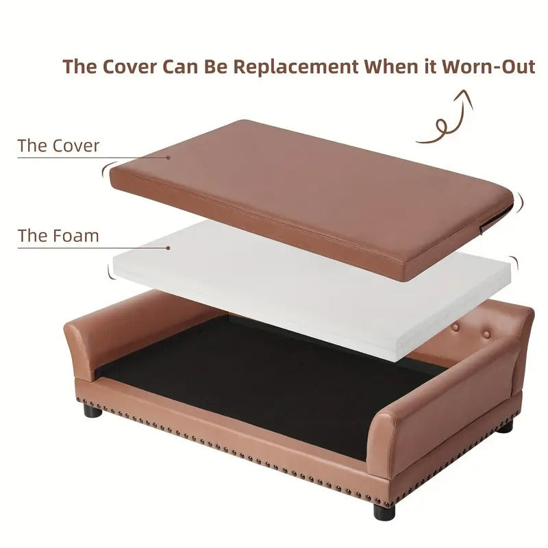 Leather Large Dog Sofa Lounge with Cushion - immagine 3