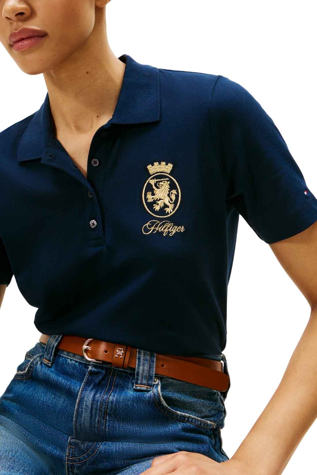 TOMMY HILFIGER - Polo donna regular con stemma logo - Taglia L - immagine 9