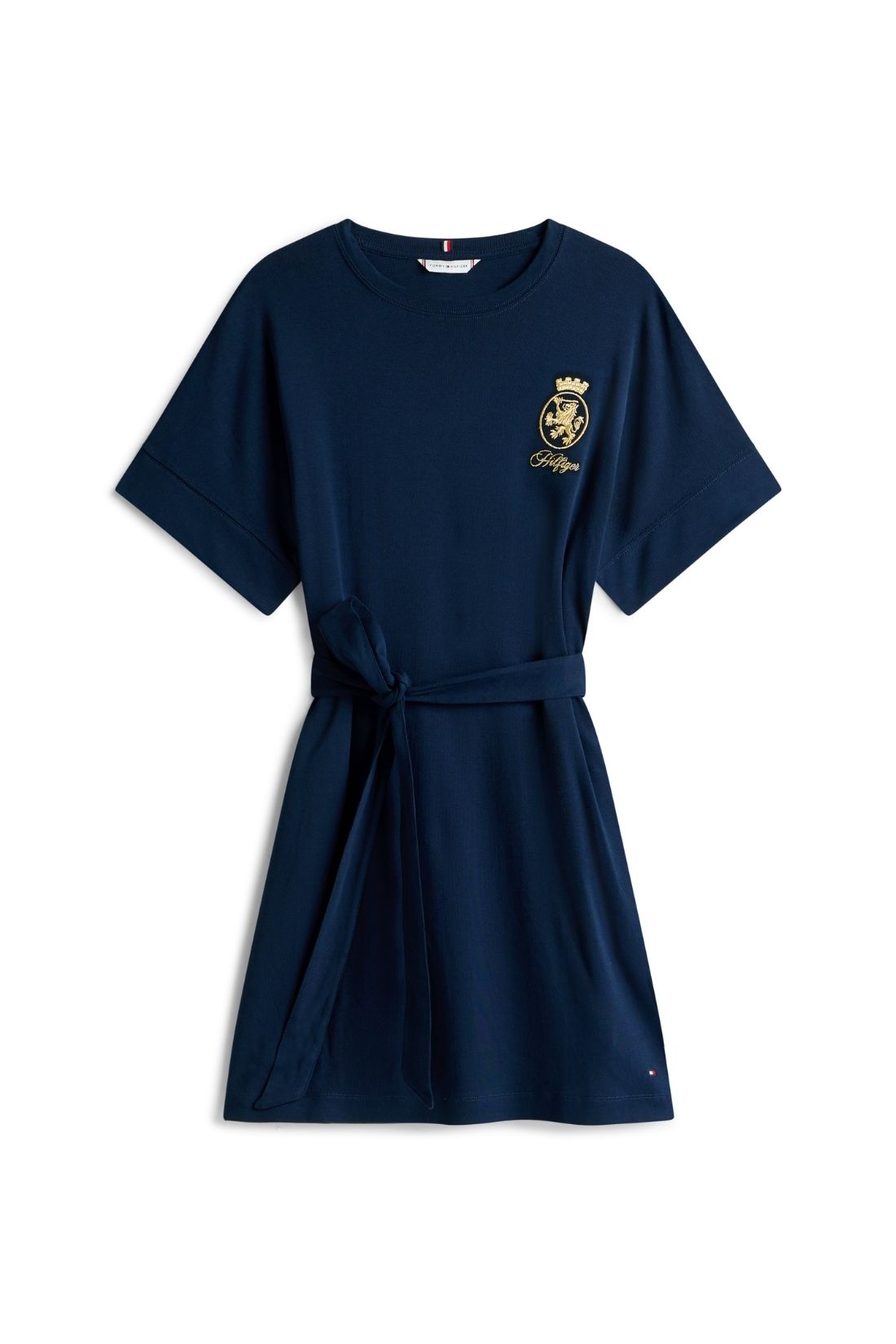 TOMMY HILFIGER - Abito T-shirt donna con cintura e ricamo logo gold - immagine 2