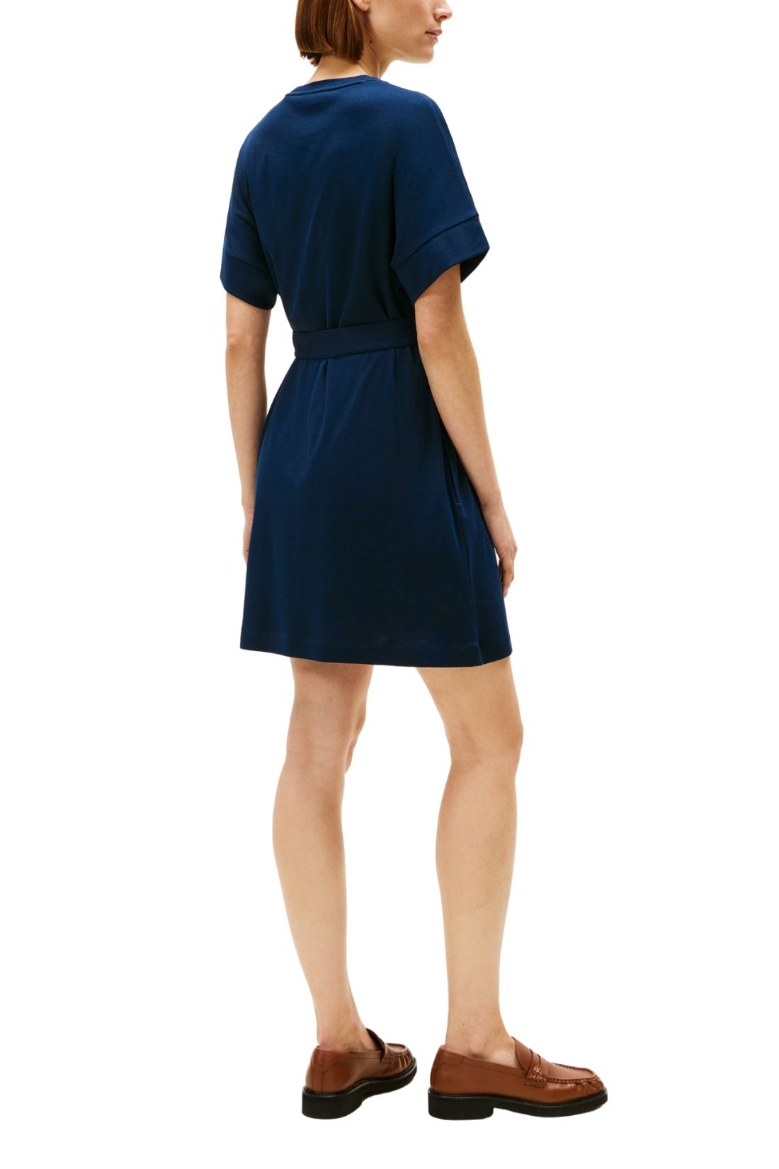 TOMMY HILFIGER - Abito T-shirt donna con cintura e ricamo logo gold - immagine 3