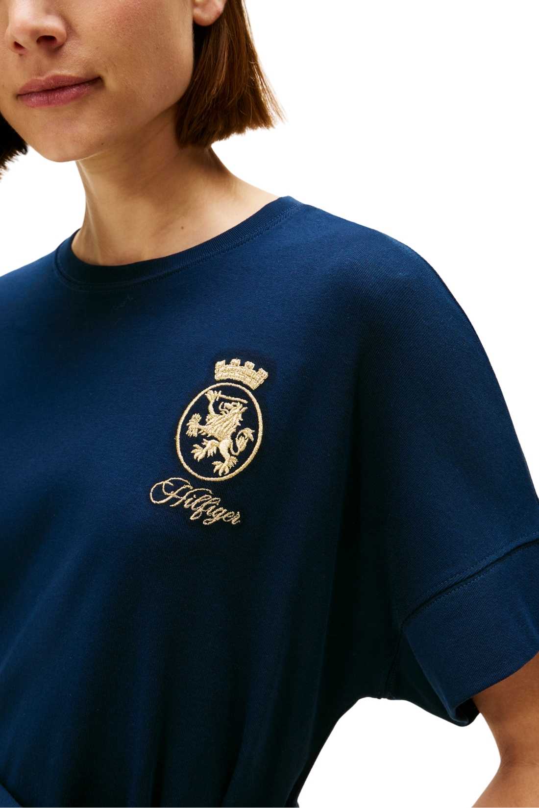 TOMMY HILFIGER - Abito T-shirt donna con cintura e ricamo logo gold - immagine 9