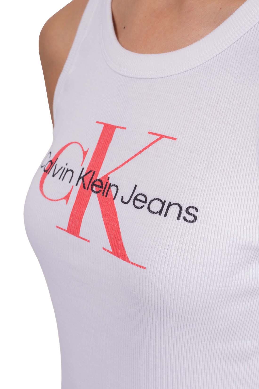CALVIN KLEIN JEANS - Canotta donna slim a costine - Taglia XL