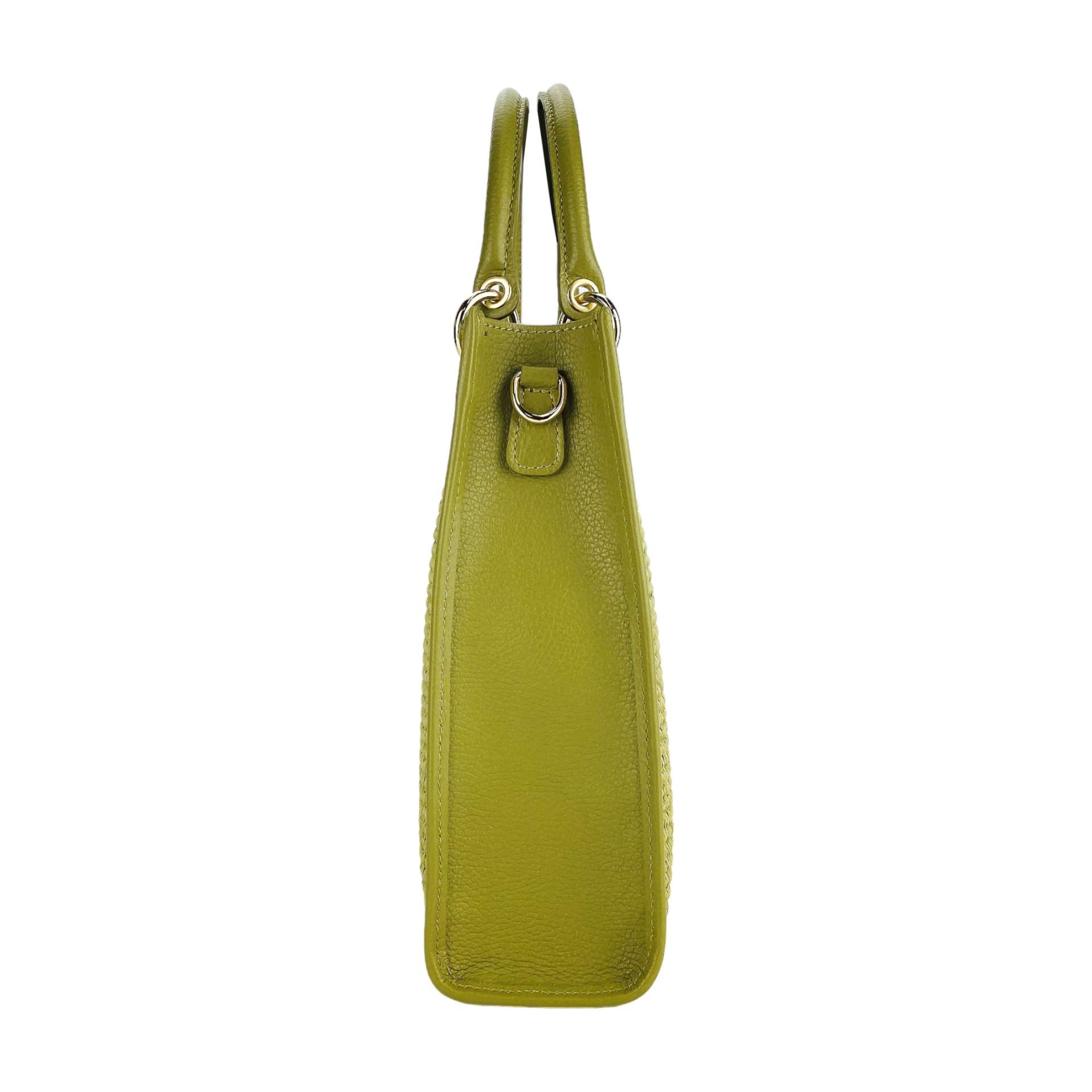 RB1026CM | Borsa Donna a mano verticale in Vera Pelle e Paglia Made in Italy. Tracolla removibile e regolabile in pelle. Accessori Oro Lucido - Colore Pistacchio - Dimensioni: cm 24 x 29 x 9 - immagine 4