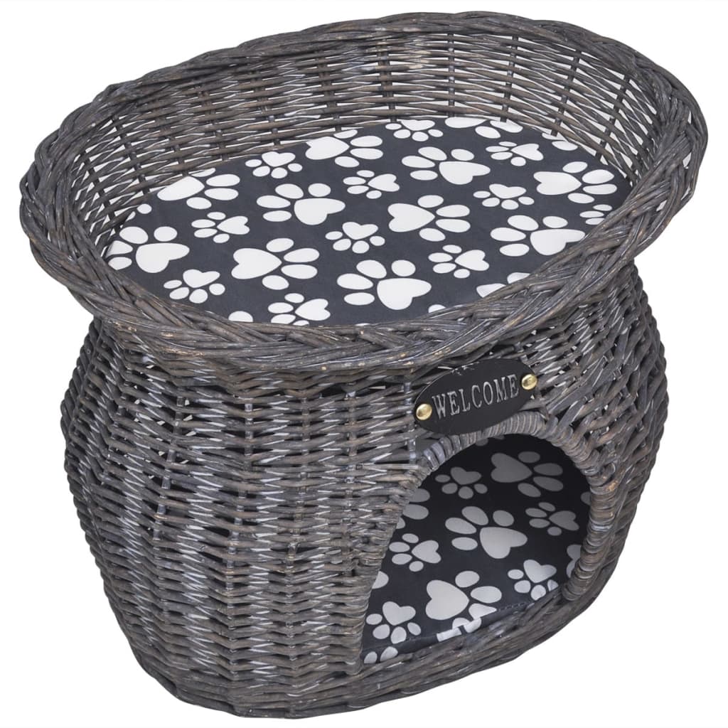 Vidaxl cat bed house scratching post with cushion willow