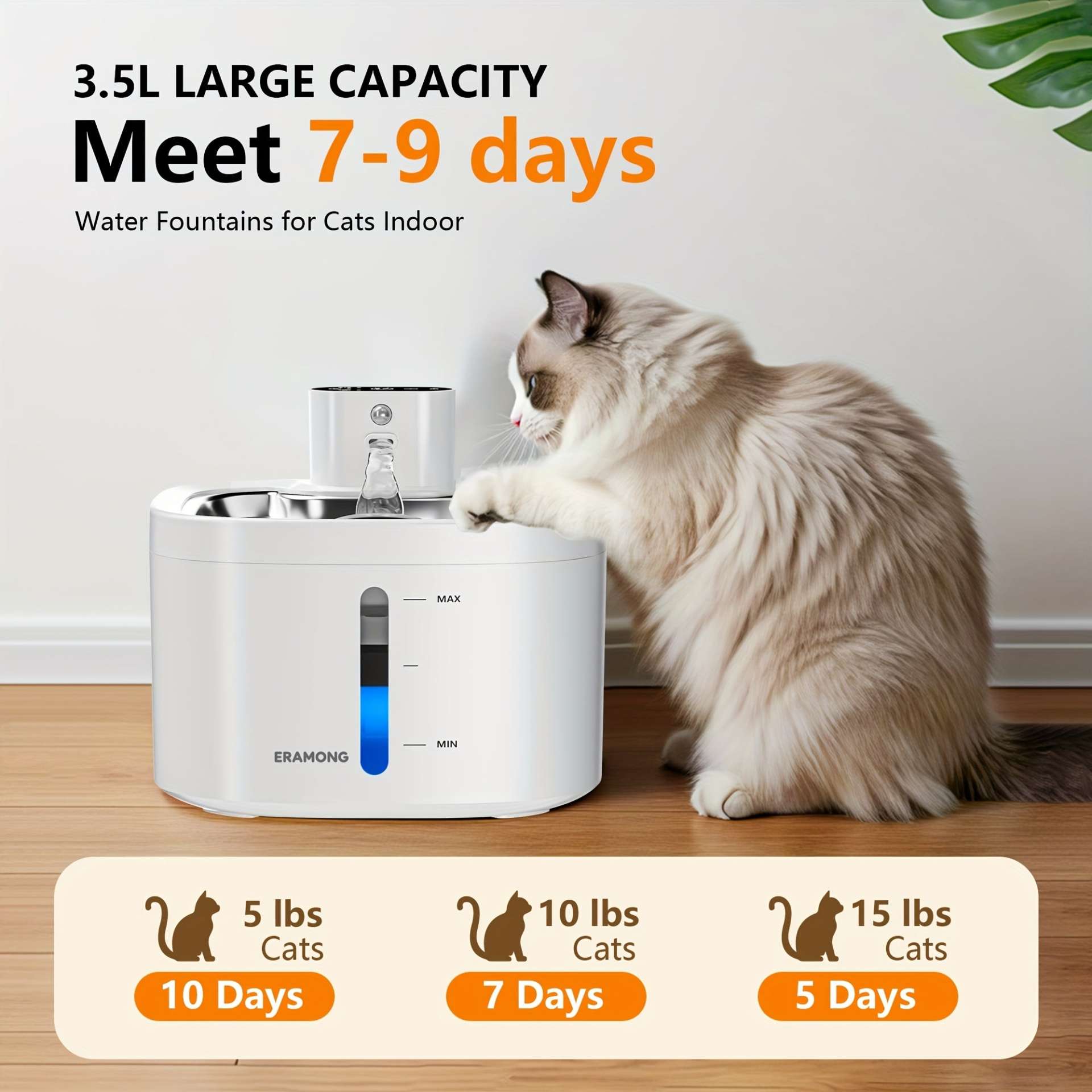 Charging Cat Wireless Water Fountain - immagine 3