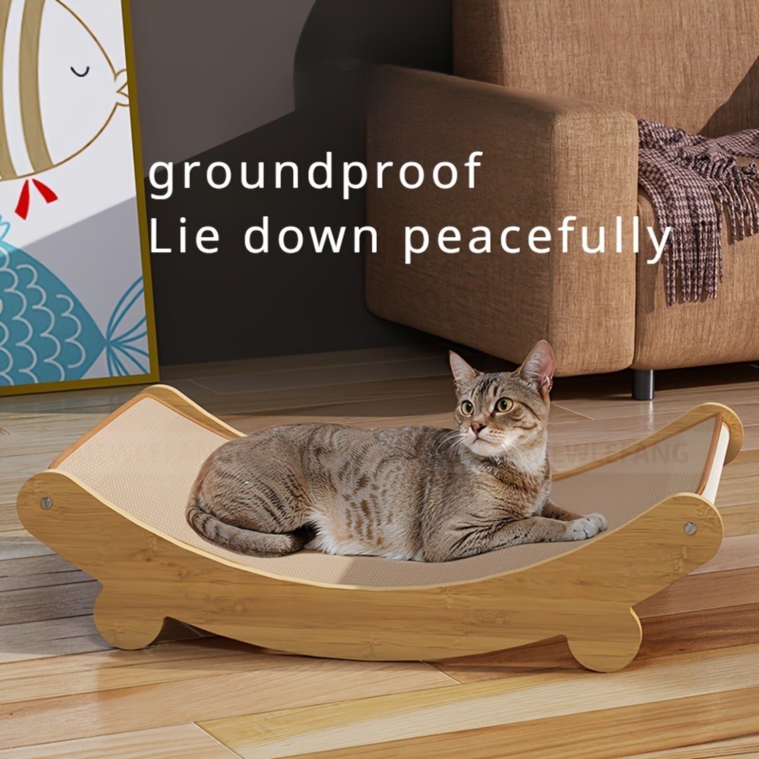 Space-Saving Wooden Cat Scratcher Tower For Cats - immagine 3