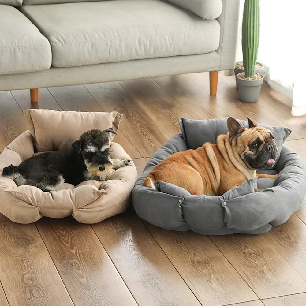3-in-1 Multifunction Dog And Cat Bed Soft Cotton Convertible Pet Mat Brown - immagine 4