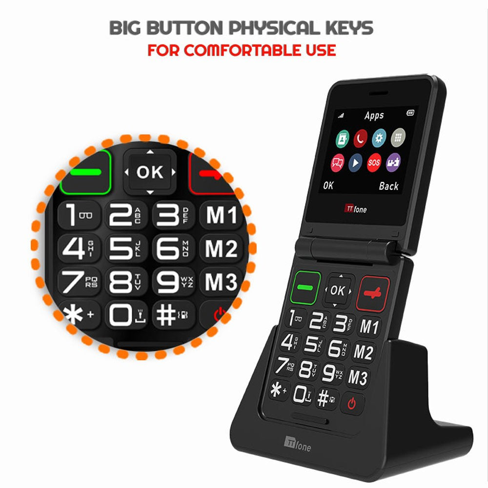 TTfone TT660 Flip Big Button Mobile with USB C Dock Charger - immagine 3
