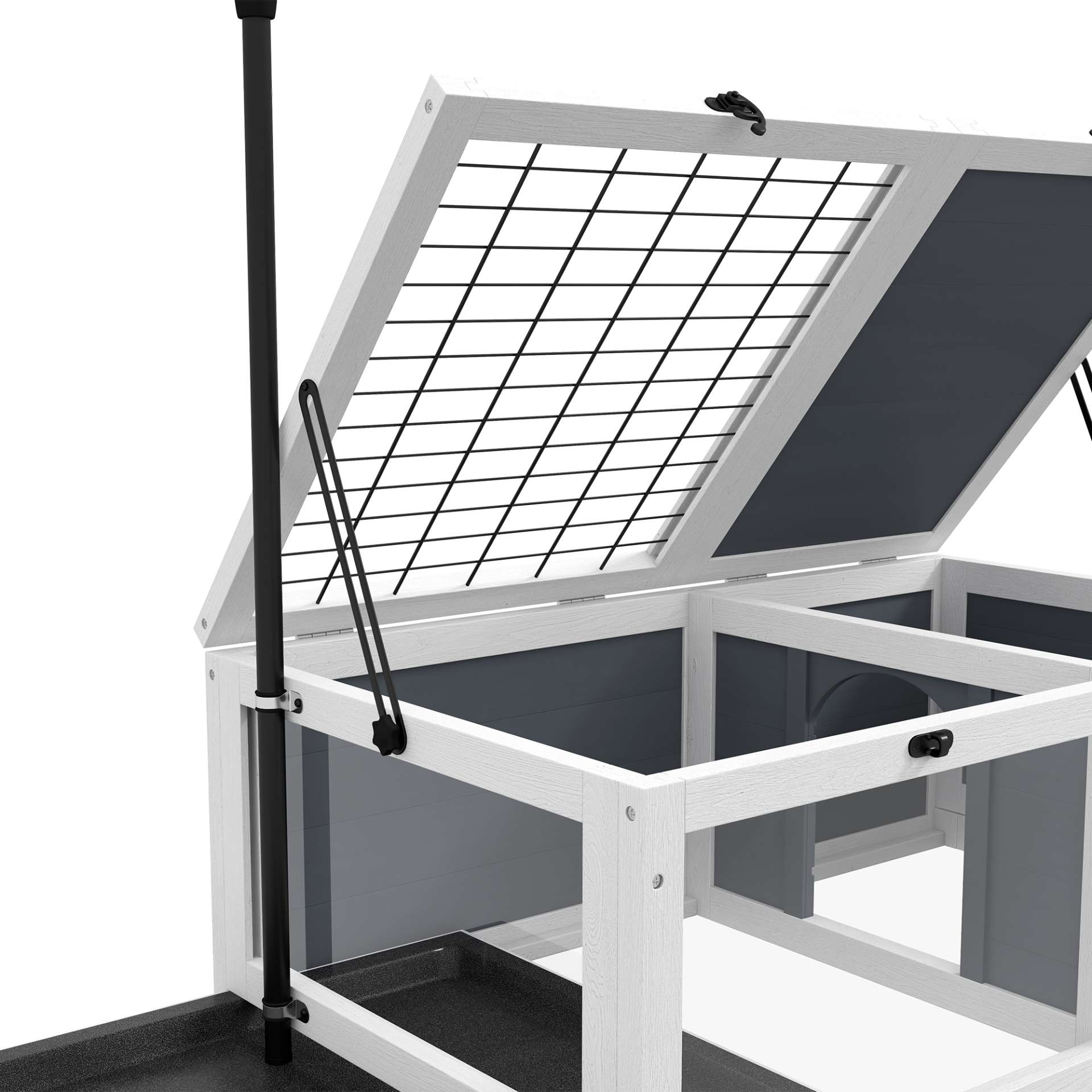 Maison enclos cage pour petit animal tortue avec 2 espaces support de lampe réglable 81 x 48 x 31,5 cm gris - immagine 9