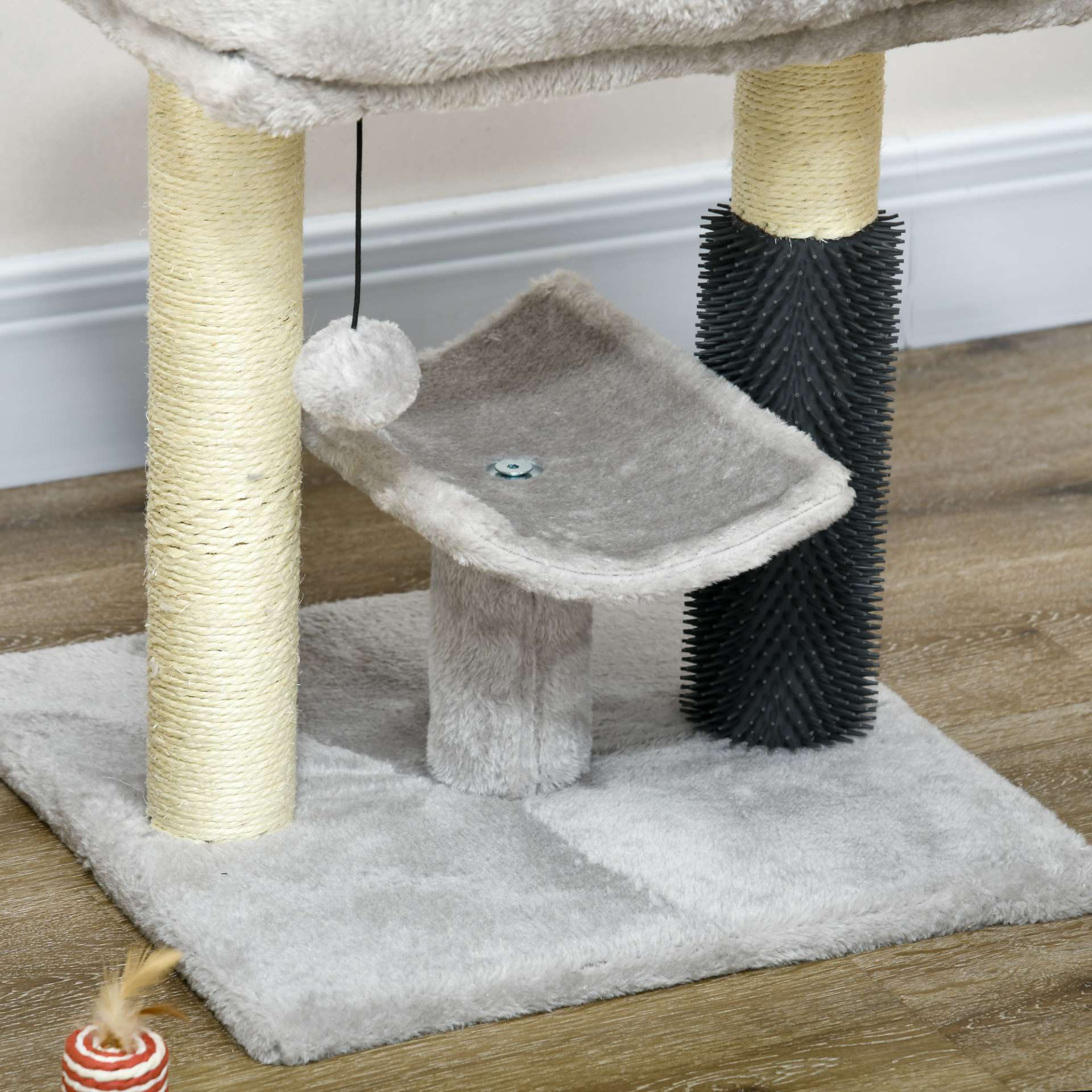 Petit arbre à chat arbre à grimper tour de jeux hauteur 48 cm poteau en sisal gris avec balle suspendue gris - immagine 8