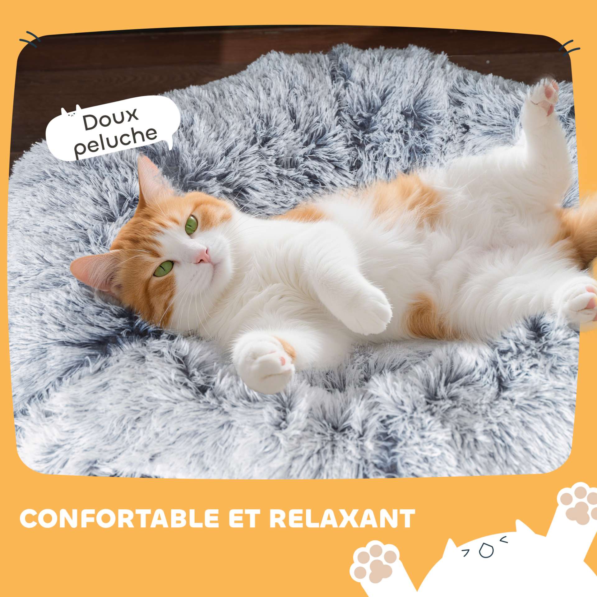 Tunnel pour Chat Intérieur avec Lit de Chat en Forme de Donut, Coussin Circulaire Lavable, 90x80x27cm, Gris Clair - immagine 5