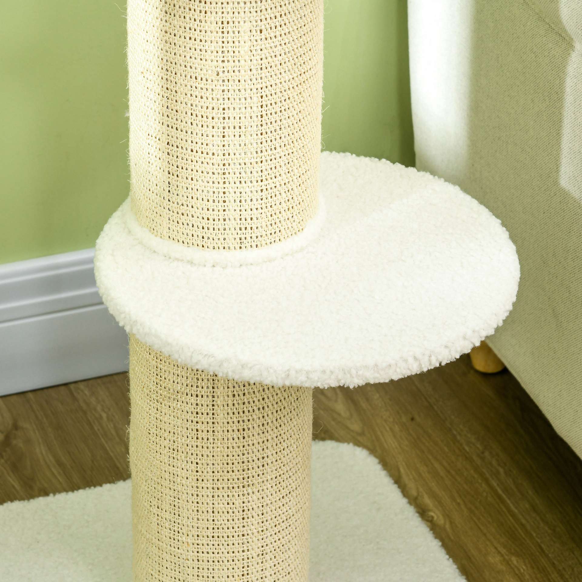 Arbre à chat avec griffoir centre d'activités 2 plateformes coussin crème - immagine 8