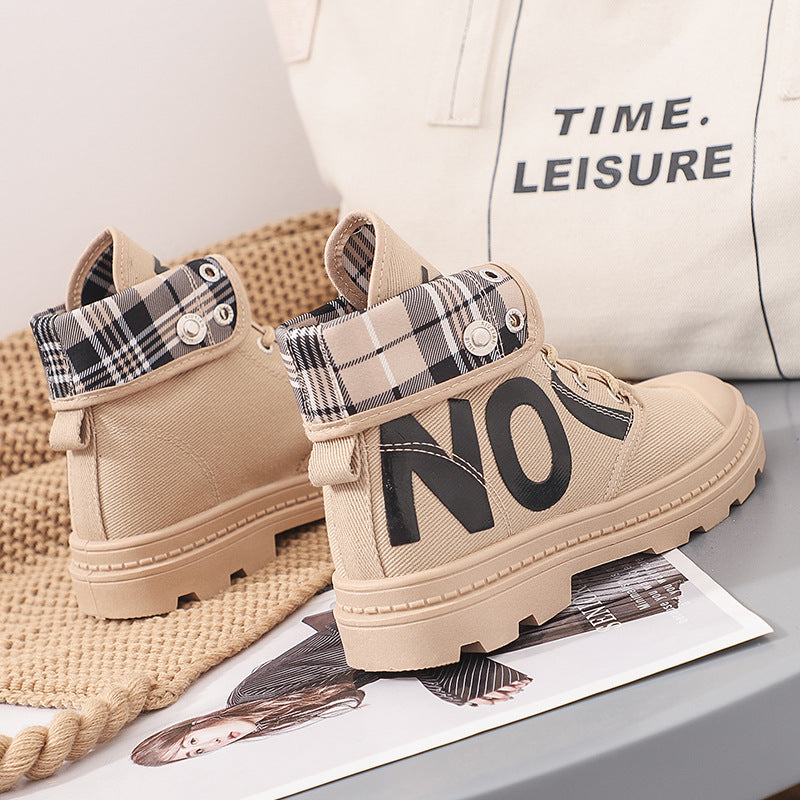 New All-match High-top Girls Canvas Short Boots Women's Shoes - immagine 3