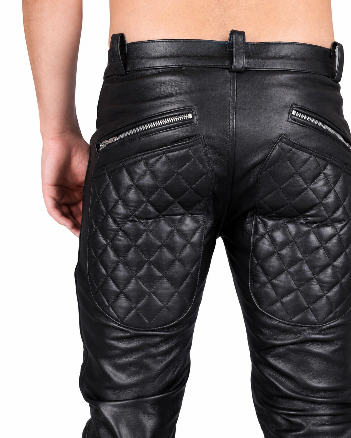 Men’s Leather Padded Front Zipper Fetish Pants - immagine 5