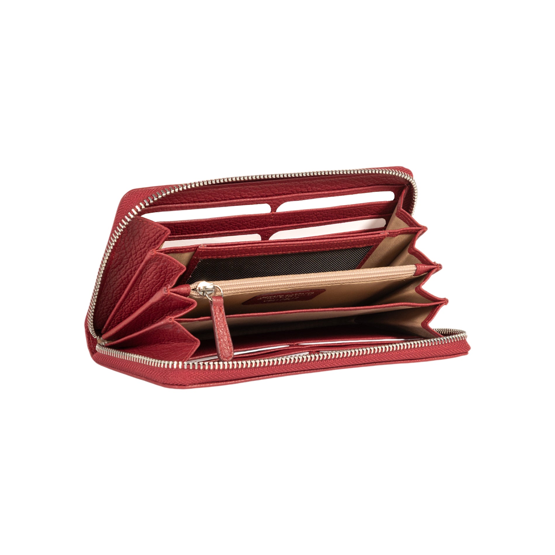 RB1081SQ | Portafogli Donna con chiusura lampo Made in Italy in Vera Pelle grana Dollaro. Colore Rubino. Dimensioni: cm 20 x 10 x 2,5 - immagine 3