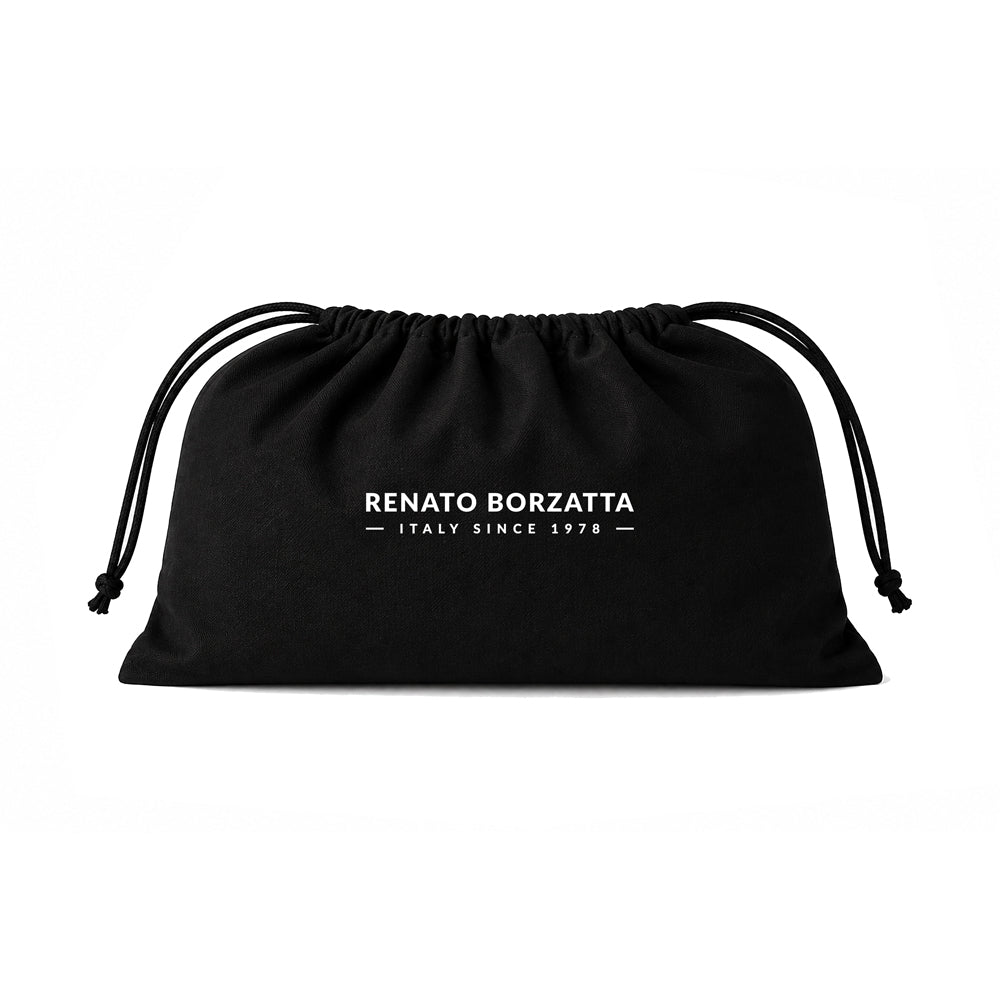 RB1088D | Half-Moon Pencil Case/Clutch Bag Made in Italy in Genuine Dollar Grain Leather. Color: Blue - immagine 5