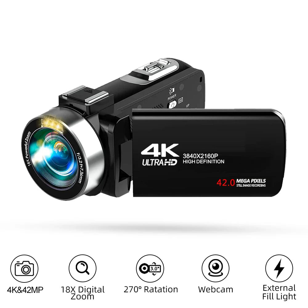 4K Digital Camera Dual Battery 64GB Card Included Black - immagine 3