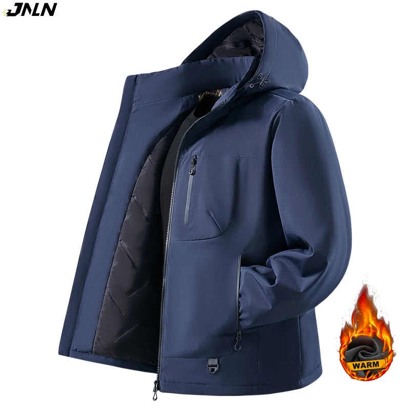 Hooded Long Sleeve Full Zip Outdoor Hiking Jacket with Pockets - immagine 2