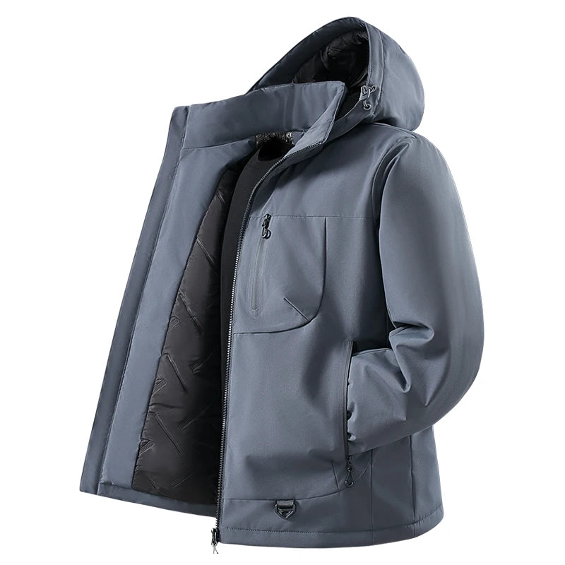 Hooded Long Sleeve Full Zip Outdoor Hiking Jacket with Pockets - immagine 11