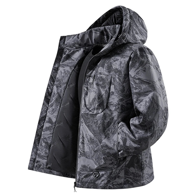 Hooded Long Sleeve Full Zip Outdoor Hiking Jacket with Pockets - immagine 19