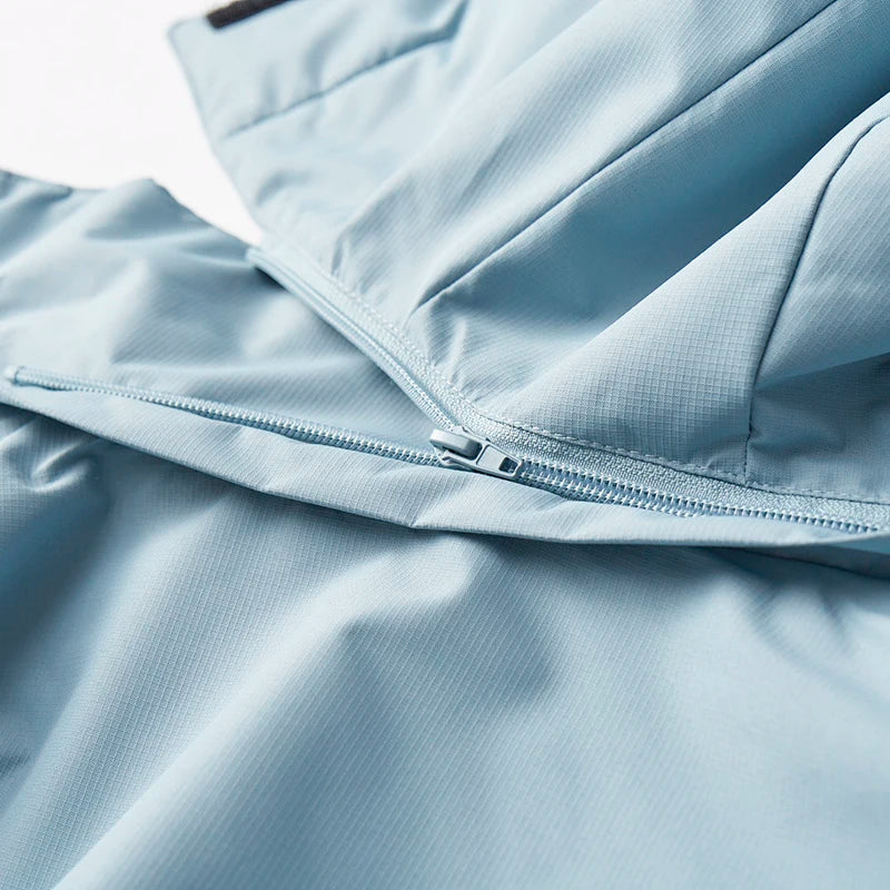 Hooded Long Sleeve Full Zip Outdoor Hiking Jacket with Pockets - immagine 3