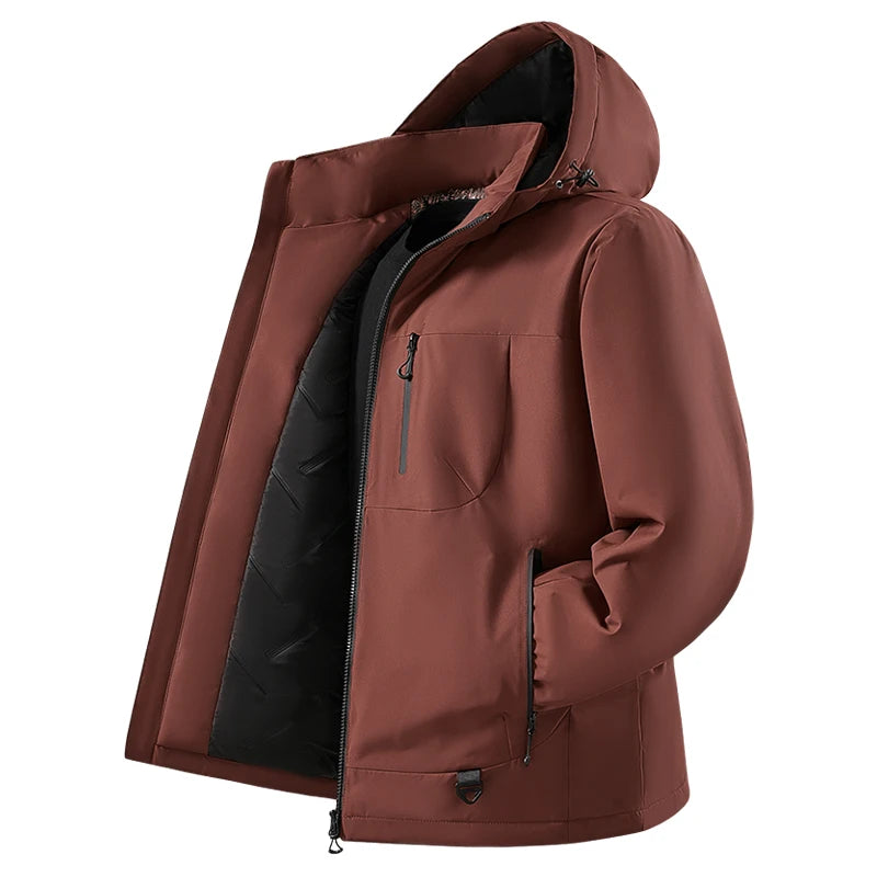 Hooded Long Sleeve Full Zip Outdoor Hiking Jacket with Pockets - immagine 36