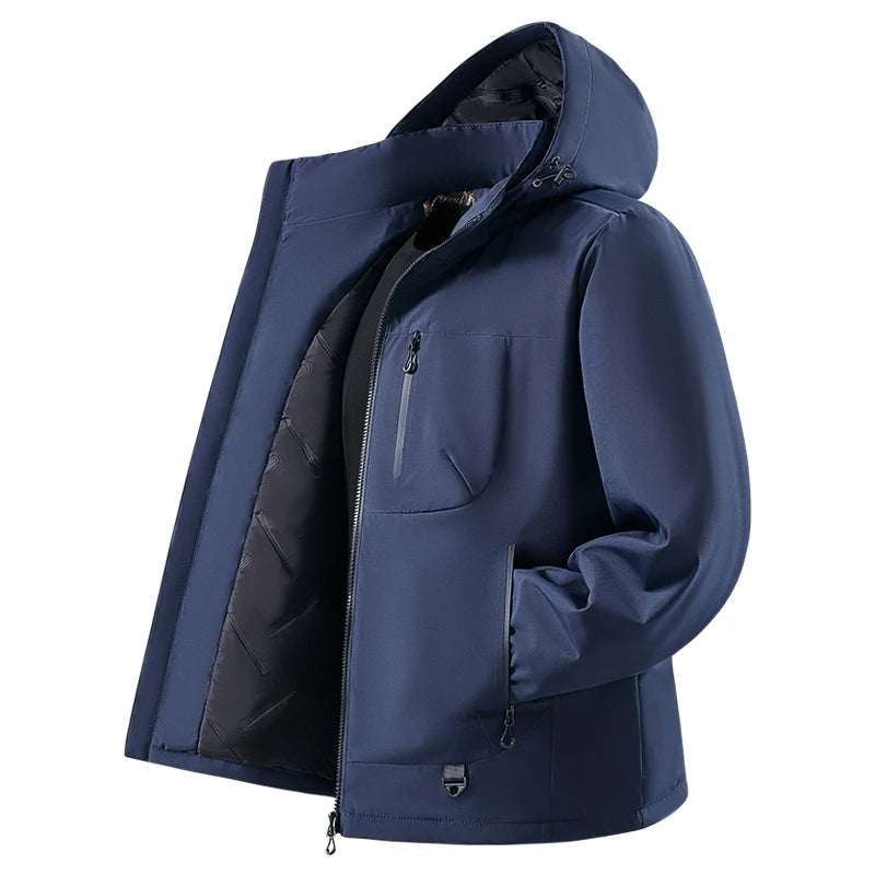 Hooded Long Sleeve Full Zip Outdoor Hiking Jacket with Pockets - immagine 25